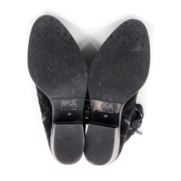 SKA Shoes Suede Leather Buckle Ankle Bootie Black Made in Spain - Picture 9 of 11